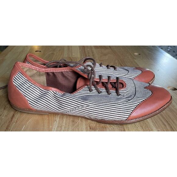 Cole Haan Shoes Kody Striped Wingtip Flat Lace Up Womens Size 8‎ - Picture 1 of 11